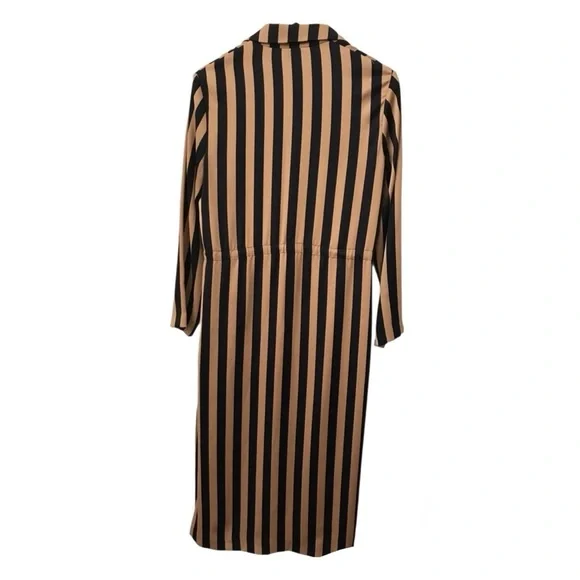 Topshop Women’s Black/Brown Size 8 Striped Duster Tie Waist - Picture 3 of 3